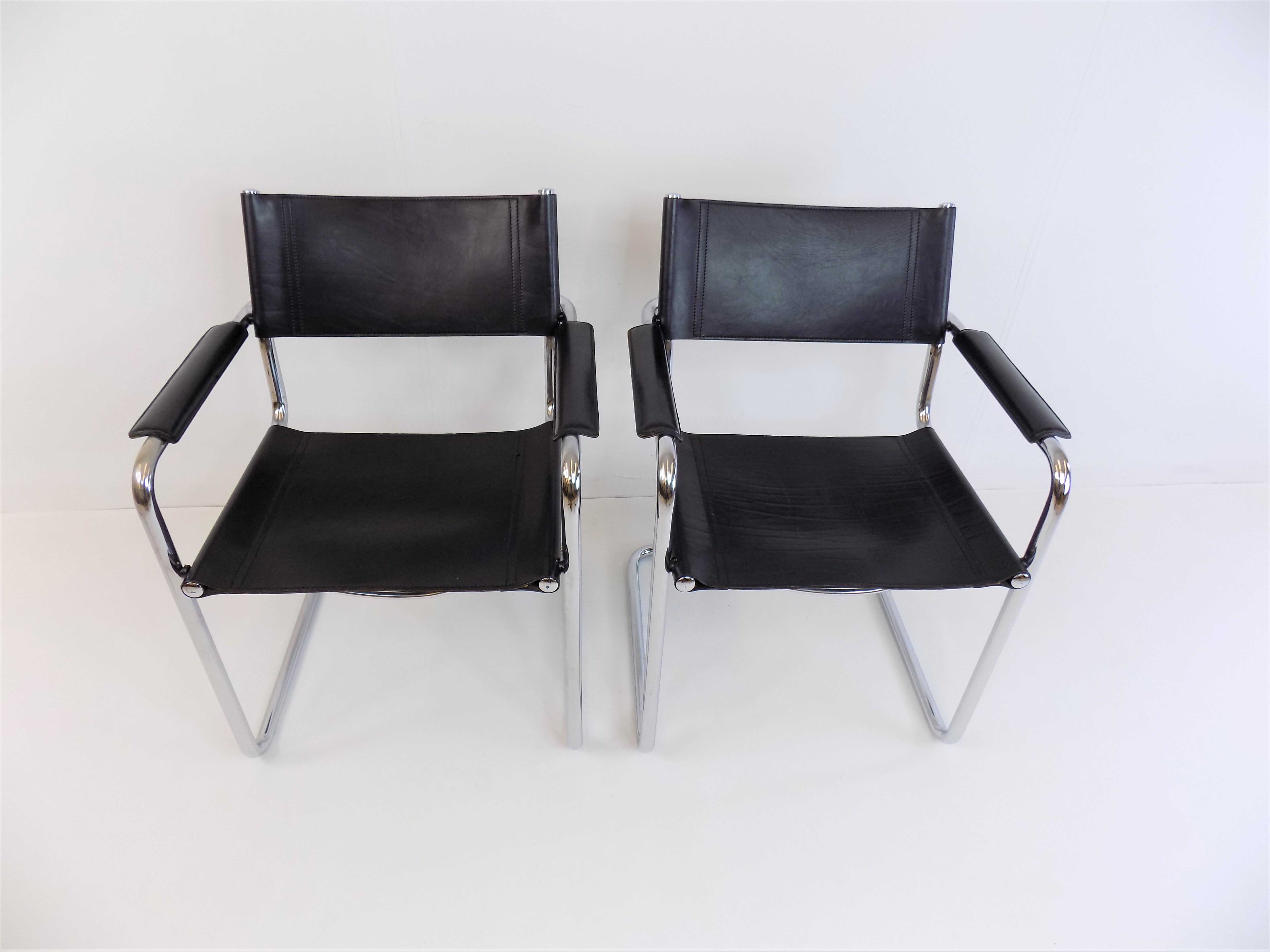 Matteo grassi mg5 set of 2 leather cantilever chairs