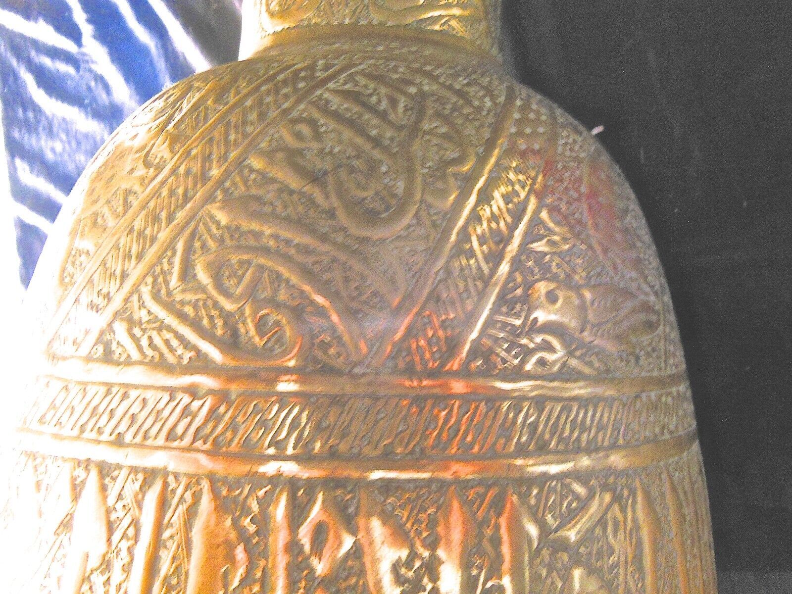 Pitcher - pair of tinned copper pourer qajar persian calligraphy -islamic art