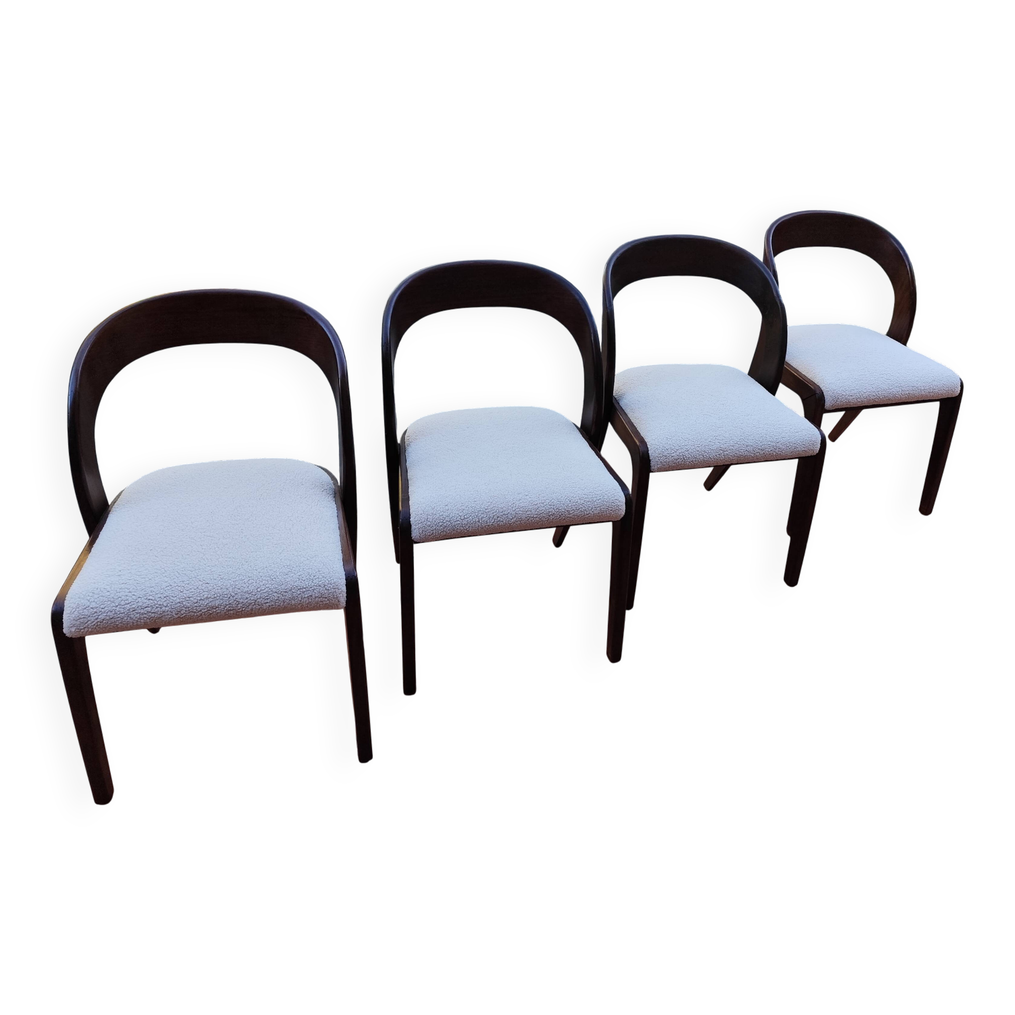 BAUMANN Suite de 4 chaises Gondole vintage 1970