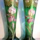 Vase "Spring" Art Nouveau enamelled glass Legras with purple iris and gold lace
