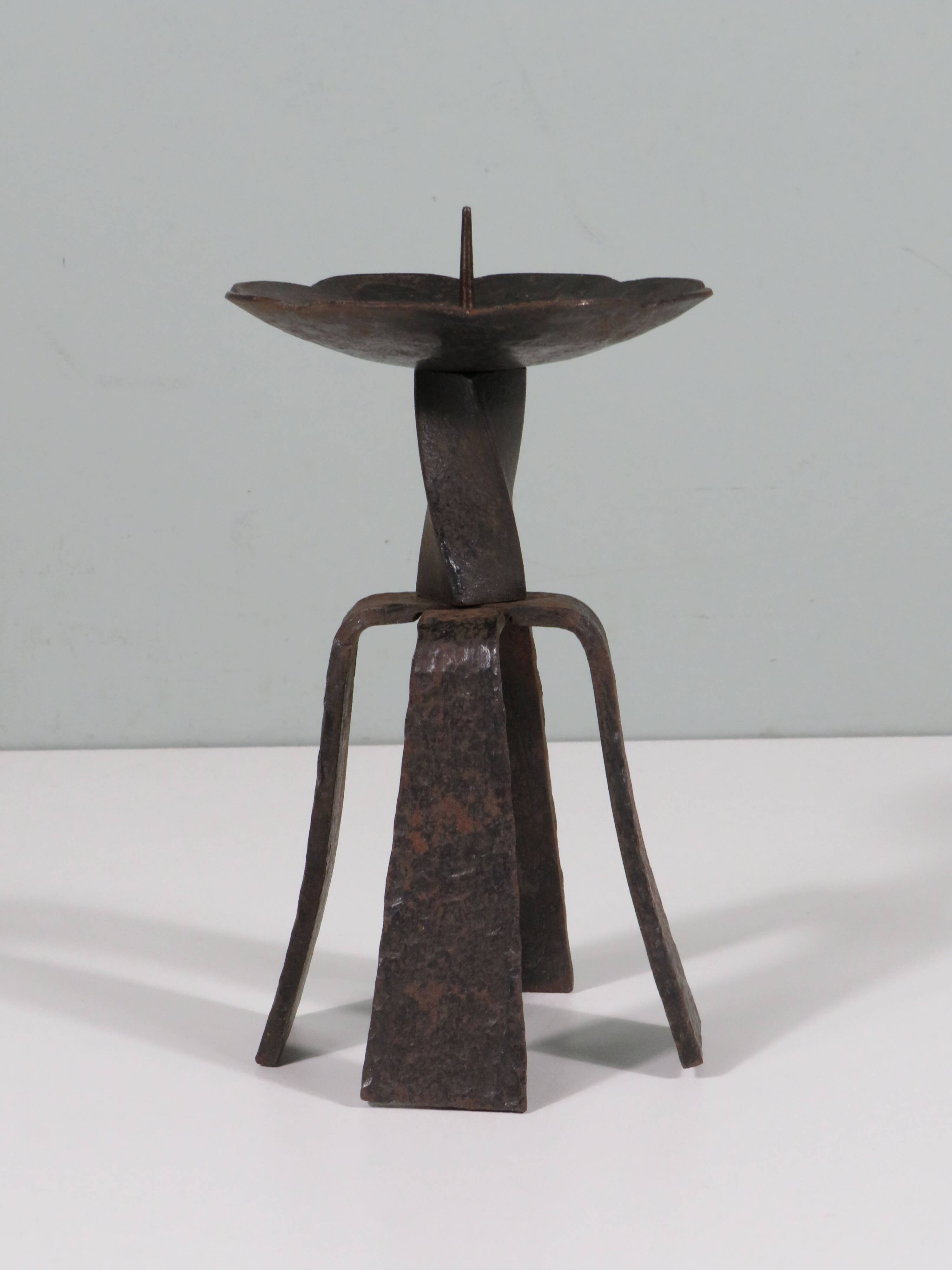 Hand forged vintage and brutalist candlestick