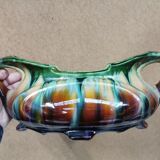 Pair of Vases + Art Nouveau Planter Slip / Faience BELGIUM