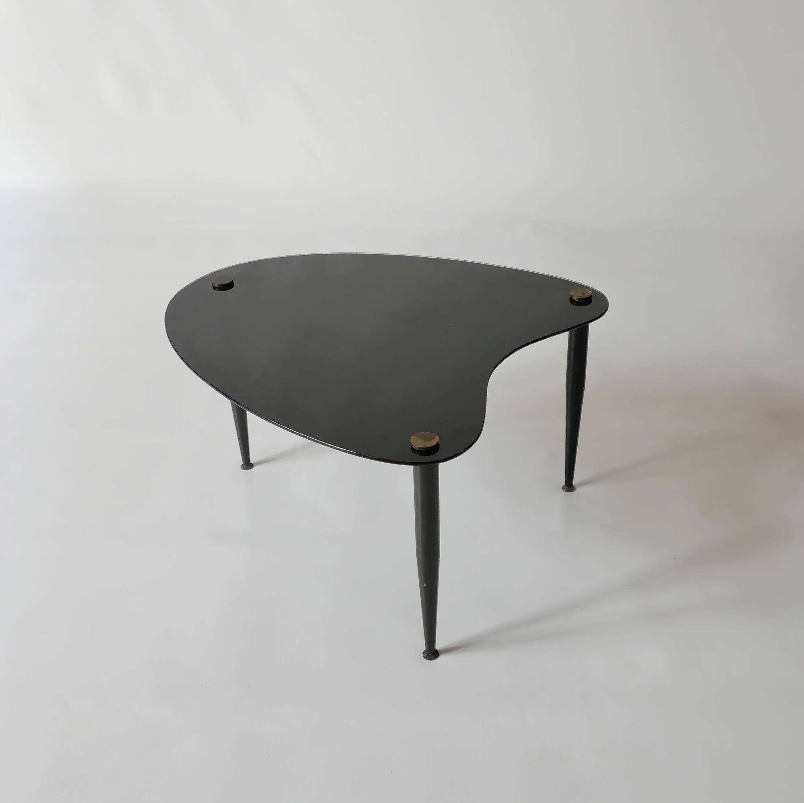 side table black glass free form 1950s 1970s Guariche