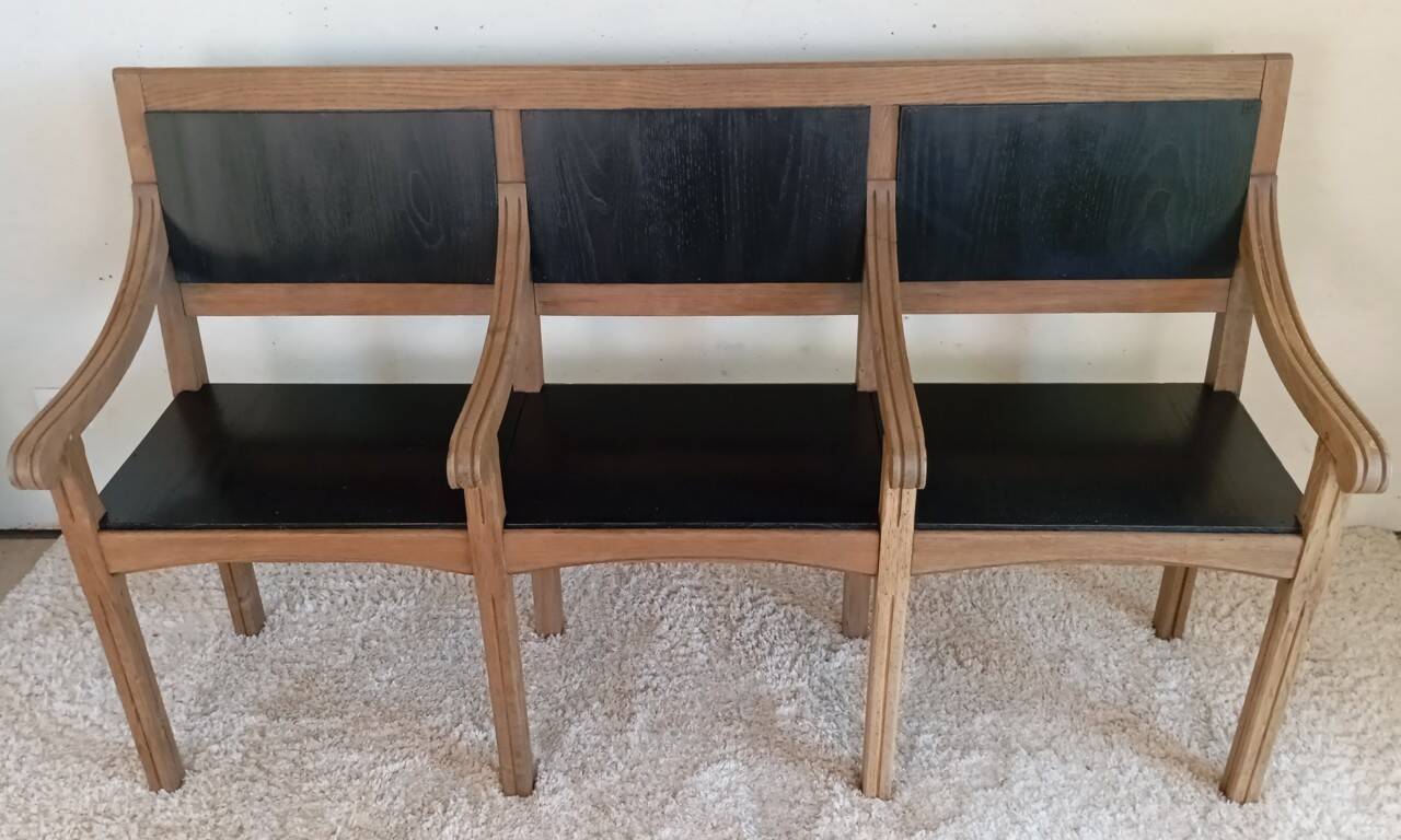 Early 20th-century solid oak bench