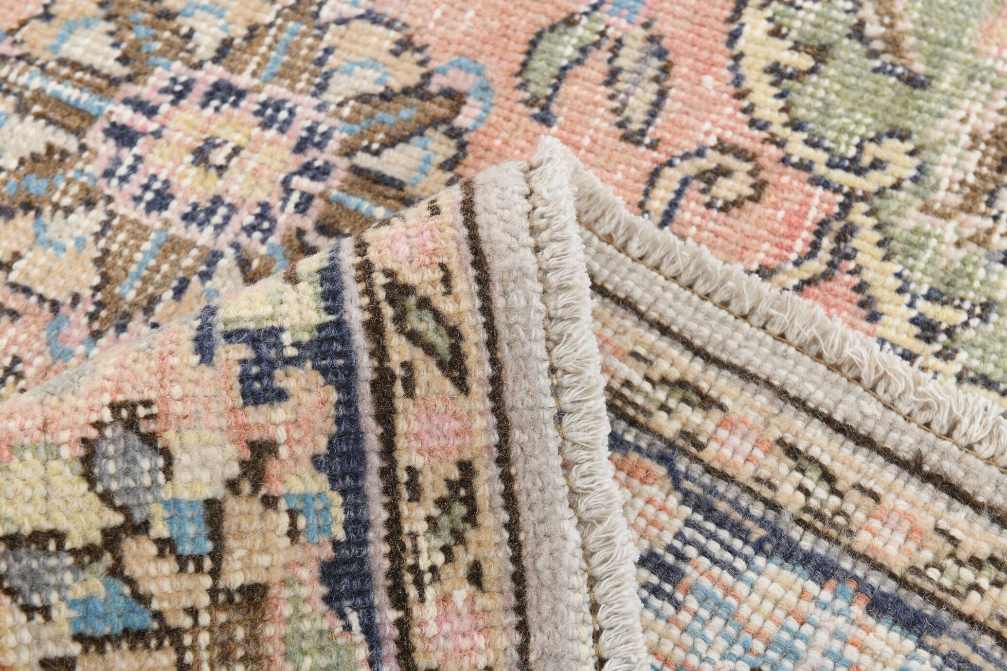 4x8 Pink & Navy Blue Vintage Rug 137x256Cm SK 6302