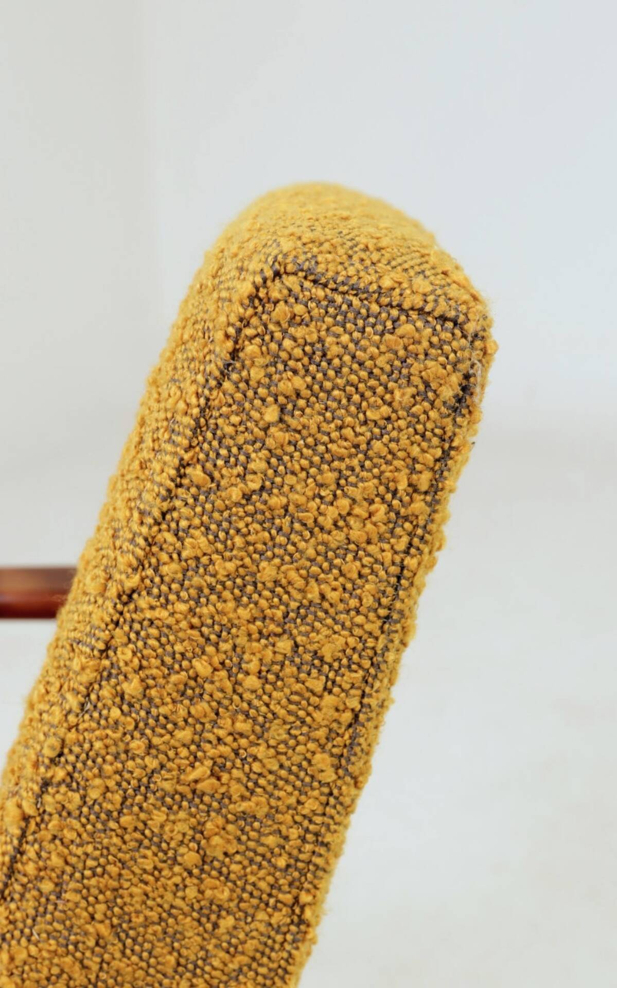 Pair of vintage boucle mustard armchairs H.Lis