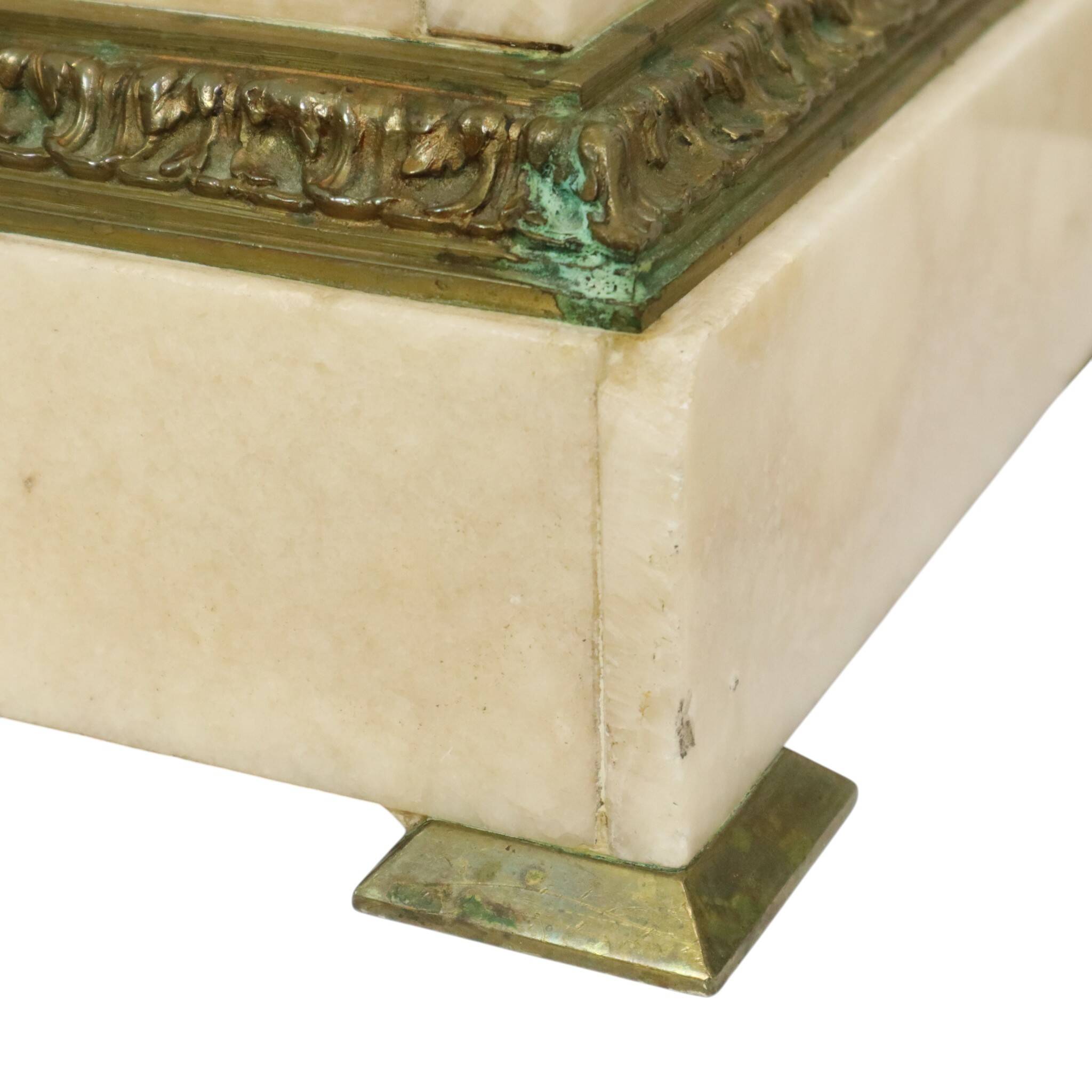 Antique Column Pedestal Onyx Marble and Bronze 19th Century 115cm