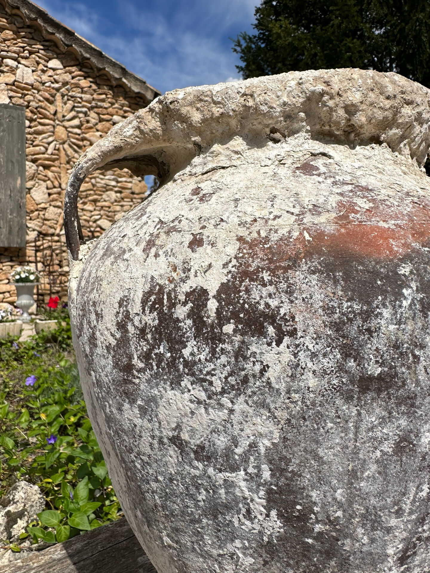 Ancient terracotta pottery jar from the 19th century.