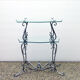 Mid-century two-tier coffee table in chromed brass and crystal