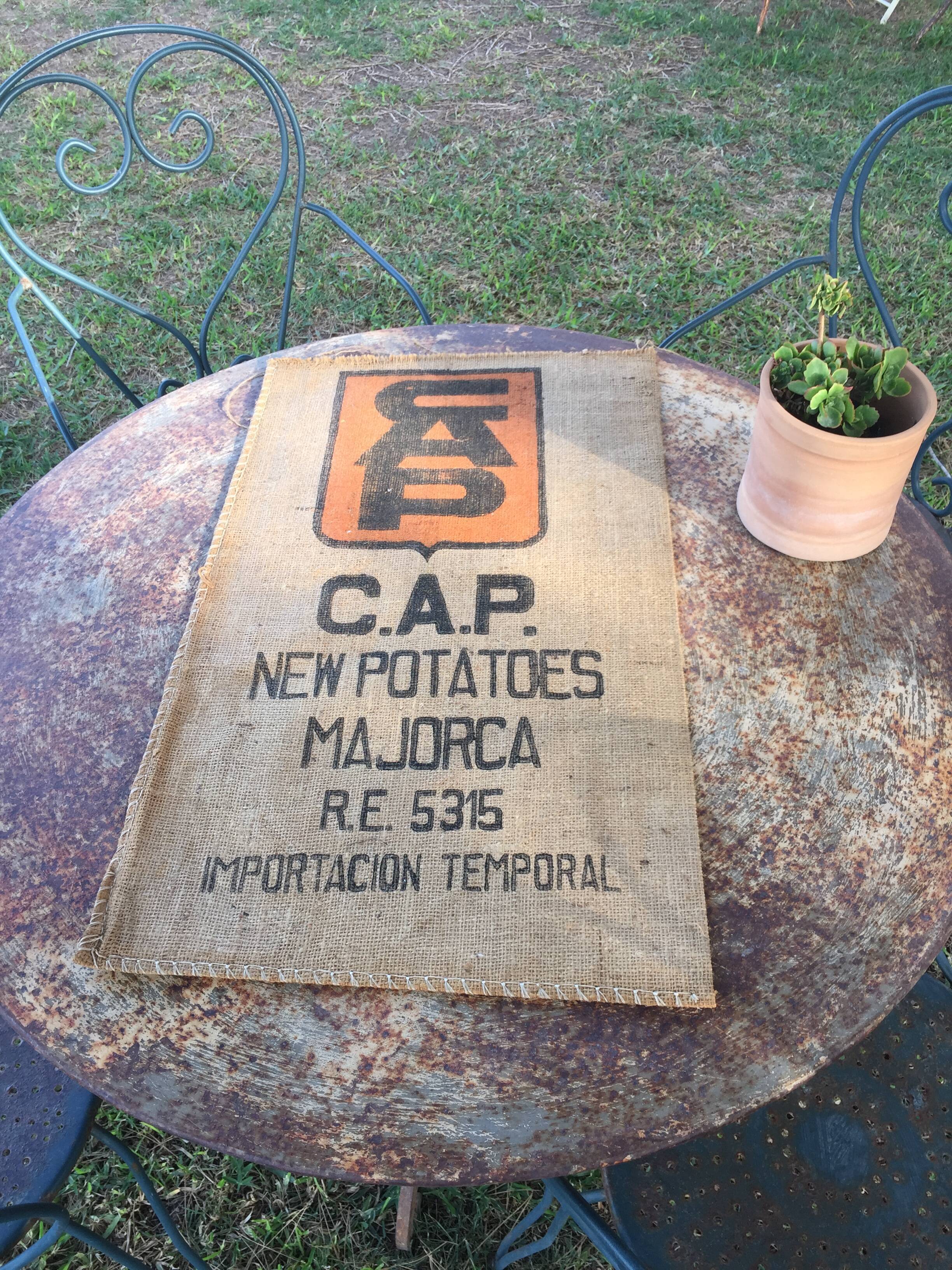 Old bags made of Mallorca burlap
