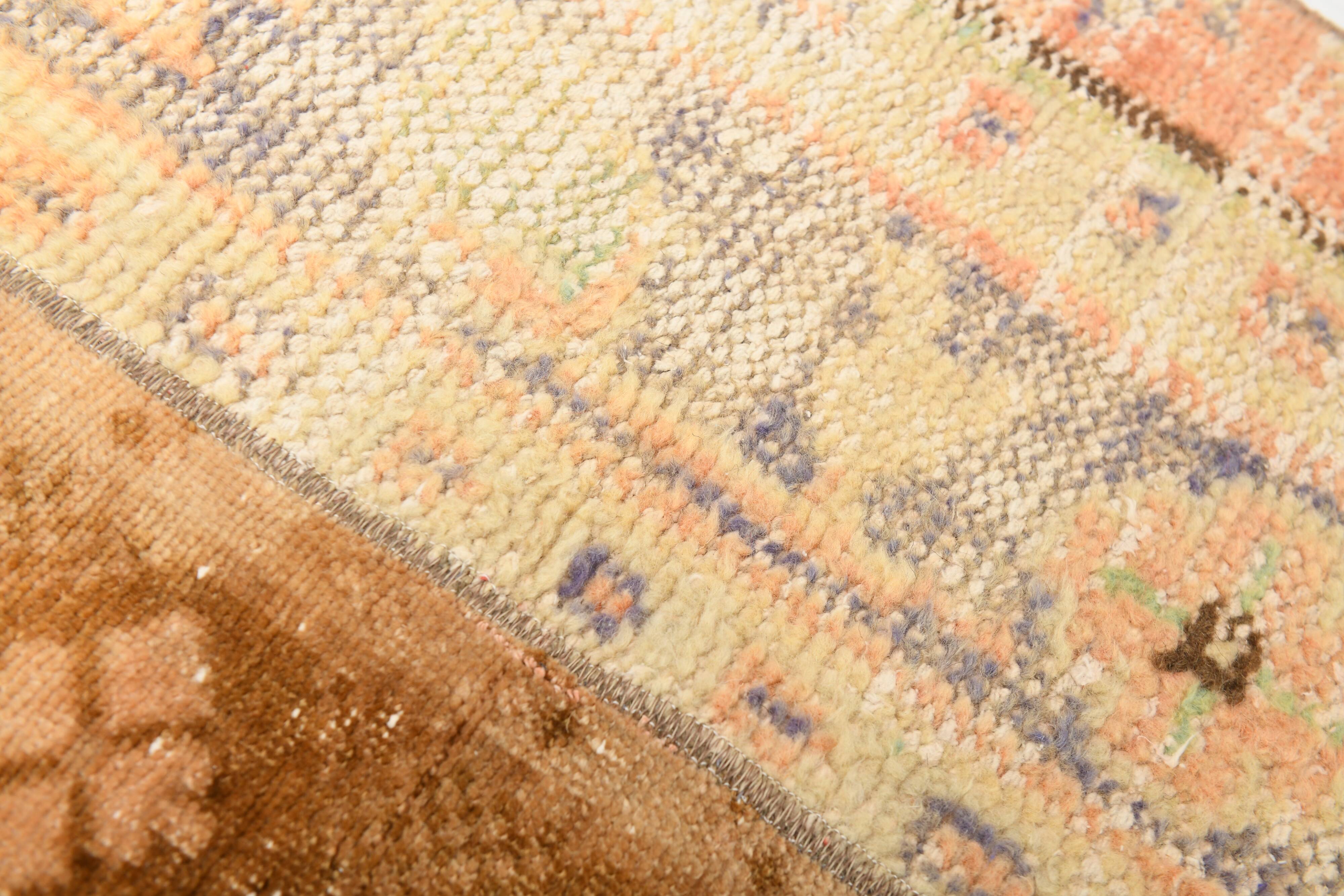 Tapis de couloir vintage pêche et crème 2x8, 57x246 cm