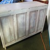 Ancienne commode en bois peint et pitchpin