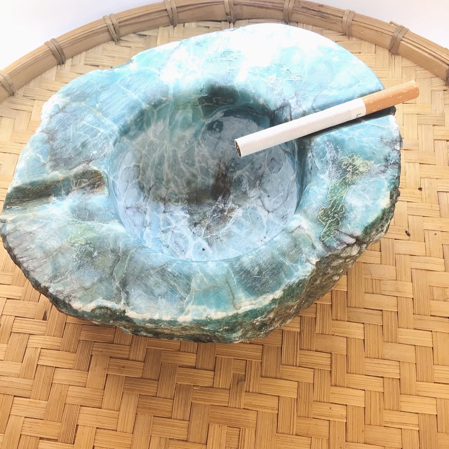 Brutalist ashtray in blue marble