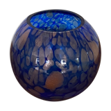 Blue vase in copper spotted glass