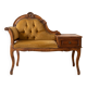 Vintage telephone bench in Louis XV style made of wood and yellow fabric.
