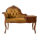Vintage telephone bench in Louis XV style made of wood and yellow fabric.