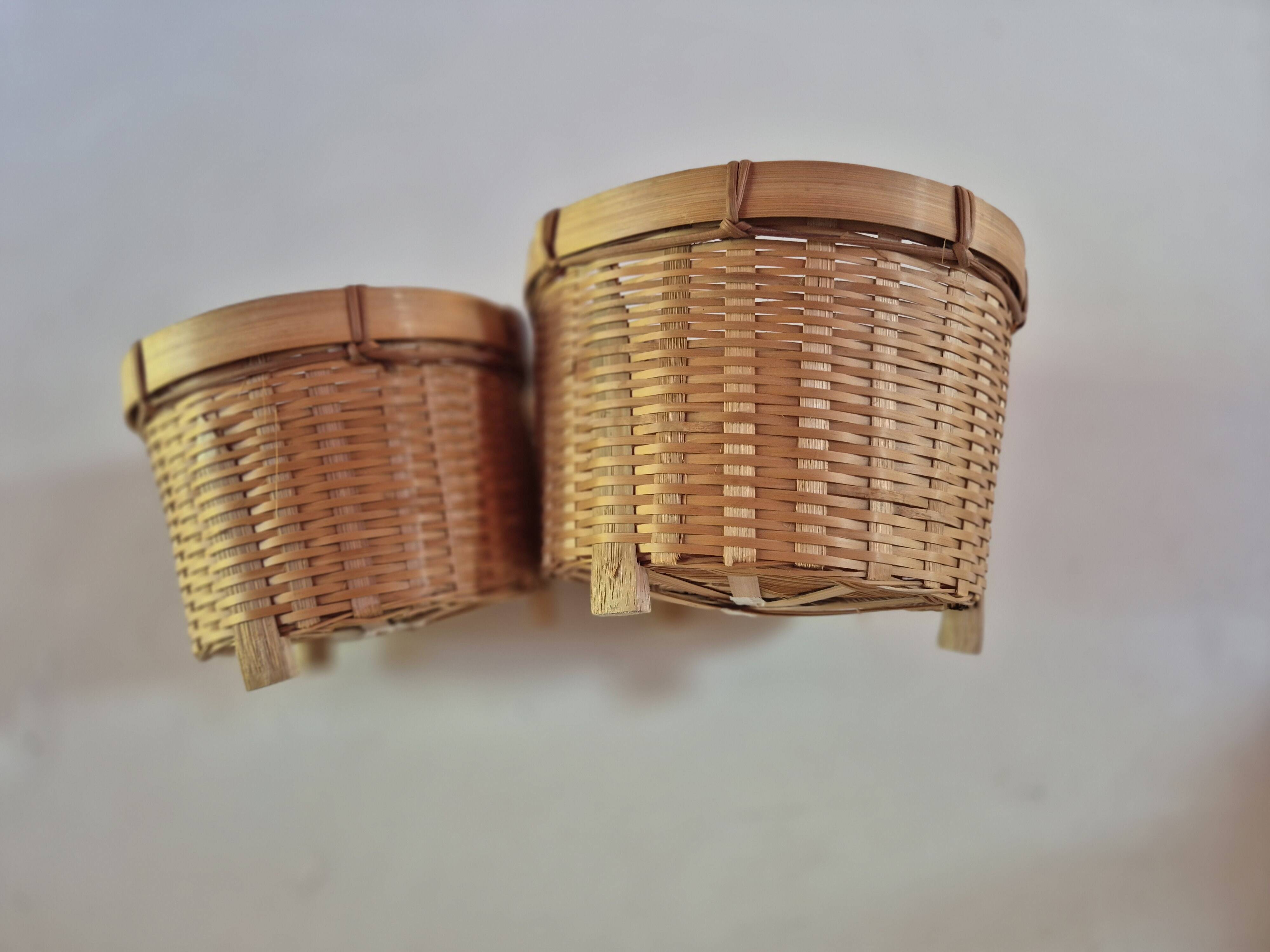 set of 2 flower pot covers made of new vintage bamboo rattan