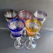 Josephinenhütte - red wine glasses (5) - Art Nouveau - Cut and engraved Crystal Roemer