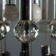Vintage Italian chandelier, chrome-plated metal and glass design, original