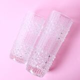 Set of 2 Vintage CandleWax Pressed Glass Vases / František Pečený / 1972