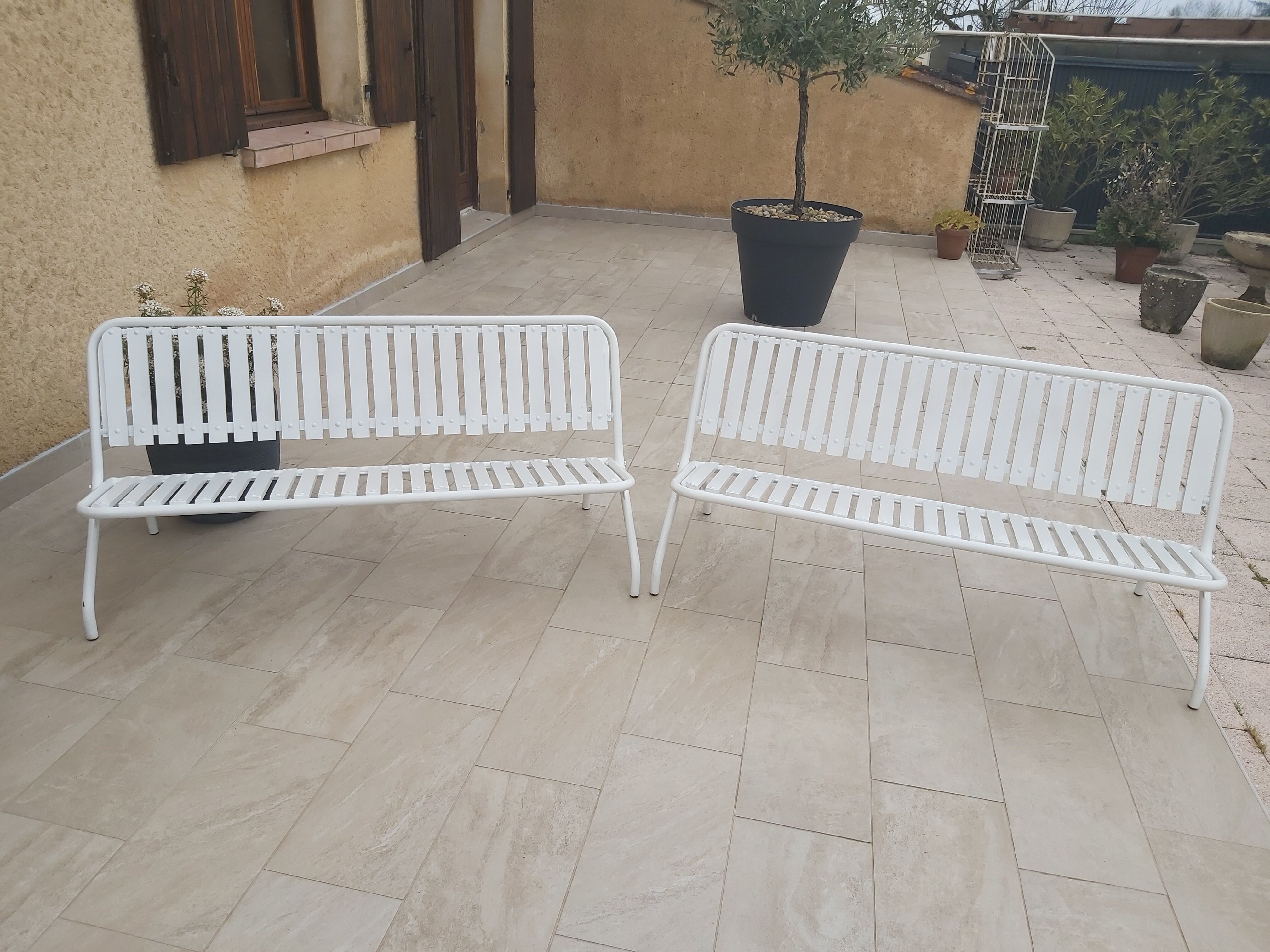 Pair of foldable 70s garden benches