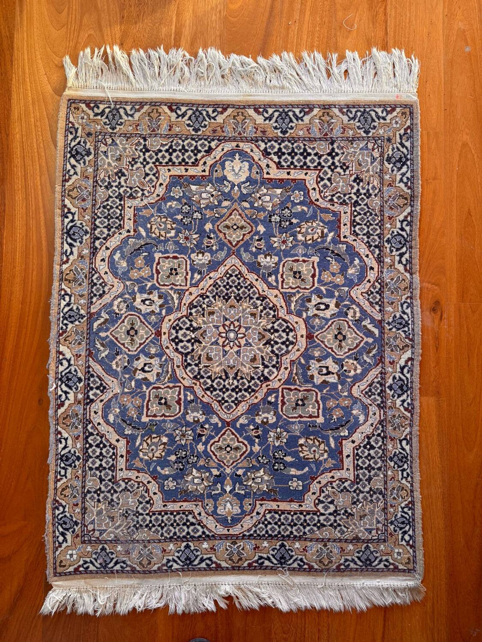 Persian Nain carpet made of wool and silk