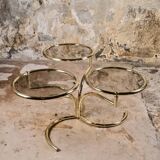Modular brass coffee table, Morex, Italy, 1970s