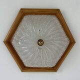 Pair of vintage wall lights, pine and Murano glass, Italy 1980