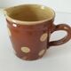 Small caramel milk jug with polka dots – Vintage Savoyard pottery