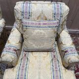 Paire de fauteuils anglais en soierie