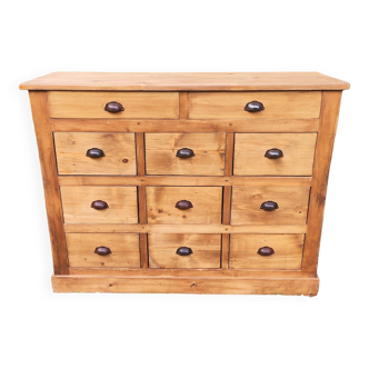 Furniture eleven drawers solid pine, convenient industrial craft furniture