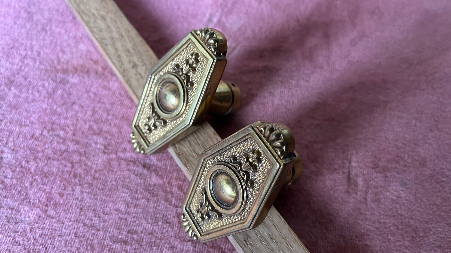 Pair of antique bronze handles