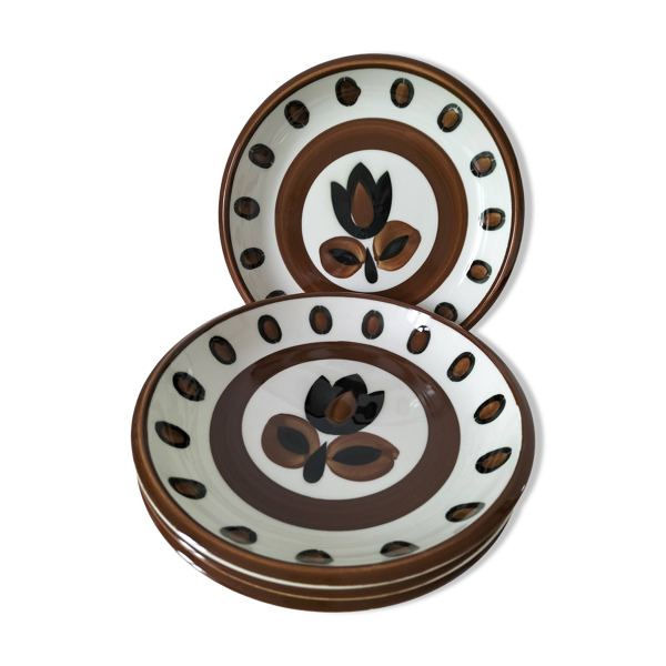 4 assiettes creuses Boch La Louvière modèle Kimono
