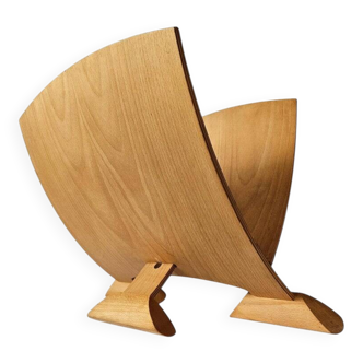 Very rare mid-century wood design magazine rack, 1970s