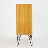 1970s birch/glass cabinet, czechoslovakia