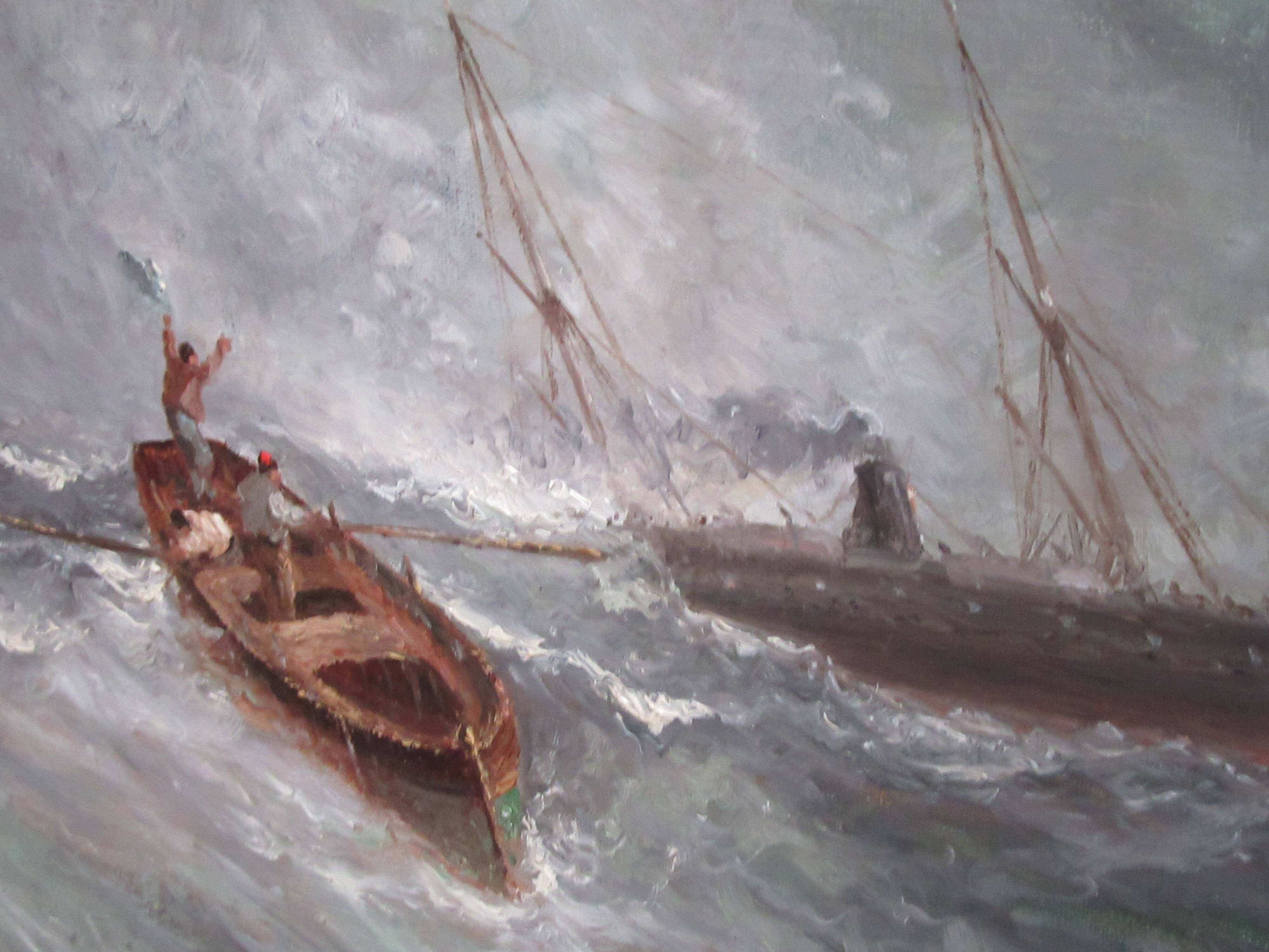 Marine painting oil on canvas by Paul SEIGNON late 19th century