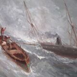 Marine painting oil on canvas by Paul SEIGNON late 19th century