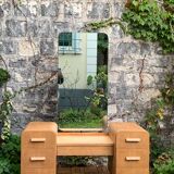 Art Deco dressing table in raw oak produced by Tatra Nabytok Czechoslovakia 1950