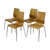 Vintage Set of 4 IKEA Gilbert Chairs Curved Oak Plywood 1999