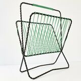 Vintage 1950s metal and scoubidou magazine rack