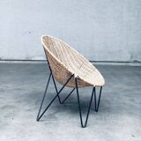 Mid-Century Modern Design Egg Basket Wicker Chairs, Italy, 1950s, Set of 3