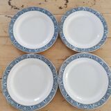 Lot de 4 assiettes Plates terre de fer Vintage, vaiselle ancienne