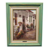 Huile sur toile signée – ruelle fleurie - G.Neswadba