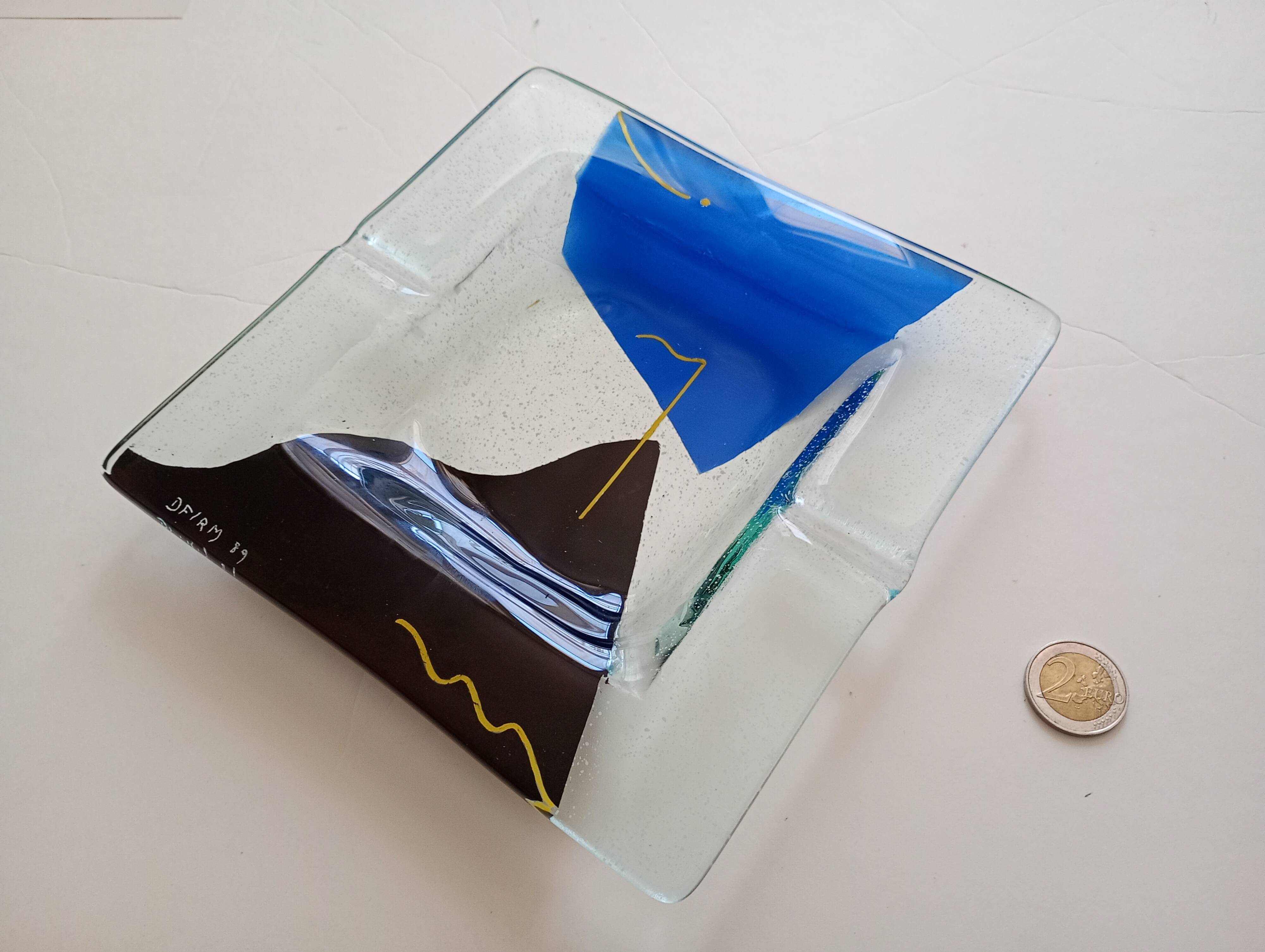 signed glass ashtray. Vintage 1990