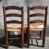 Pair of brutalist wood mulched chairs