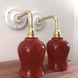 Pair of ceramic and glass wall sconces