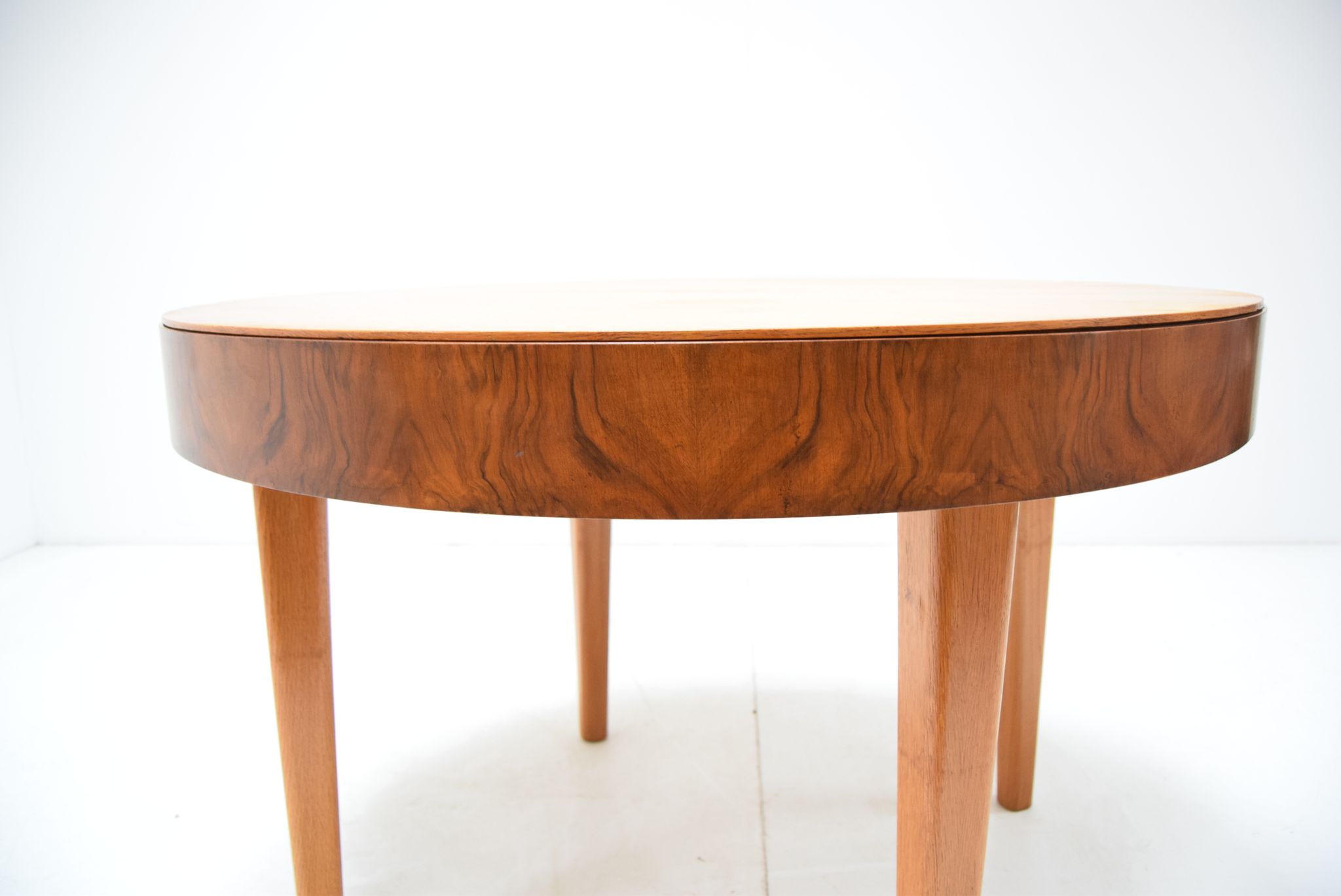Mid-century  Round Folding dining table  by Jindrich Halabala ,Czechoslovakia,1950‘s.