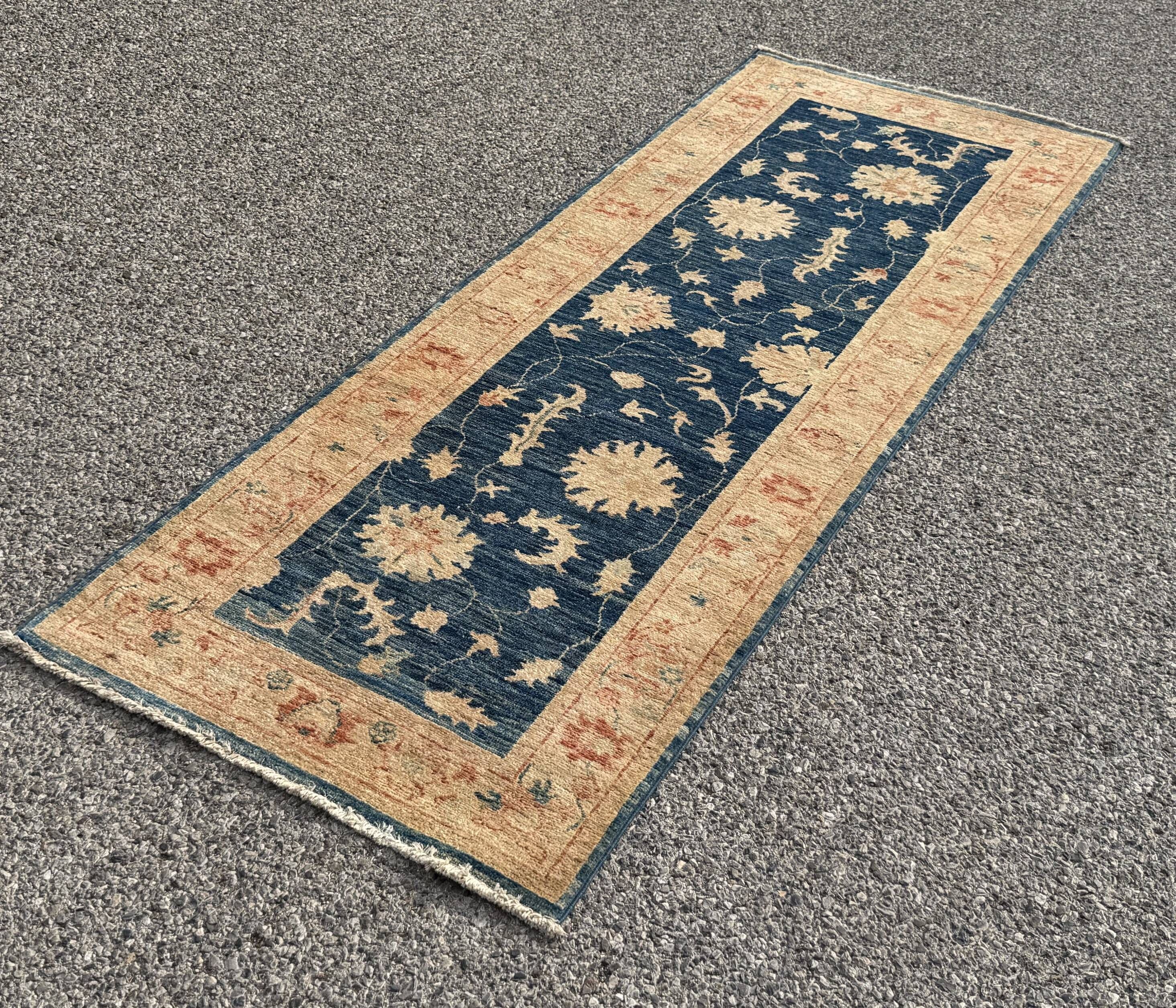 Afghan Chobi Ziegler hand-knotted rug: 200 x 75 cm - Made of wool