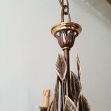Leaves in gilded brass chandelier 1970