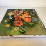 Painting bouquet of flowers oil on canvas signed